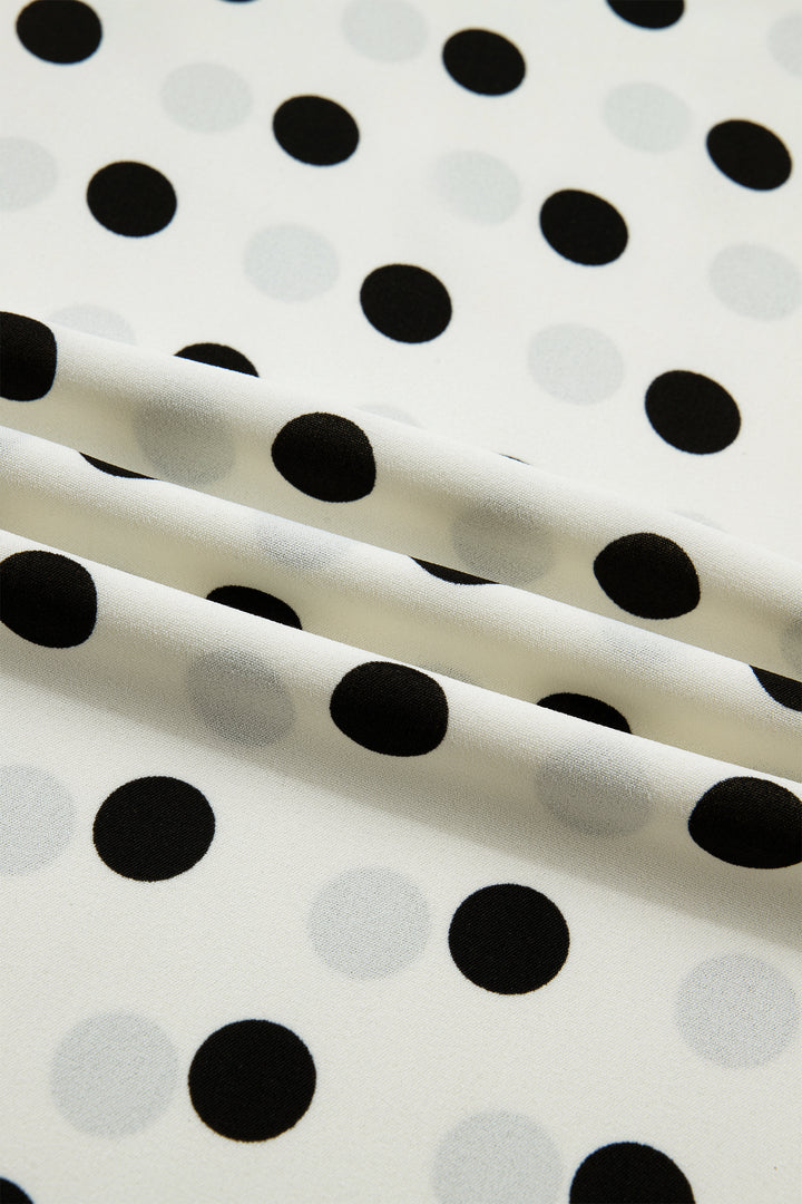 White Plus Size Polka Dot Print Patch Pocket Womens Shift Pants