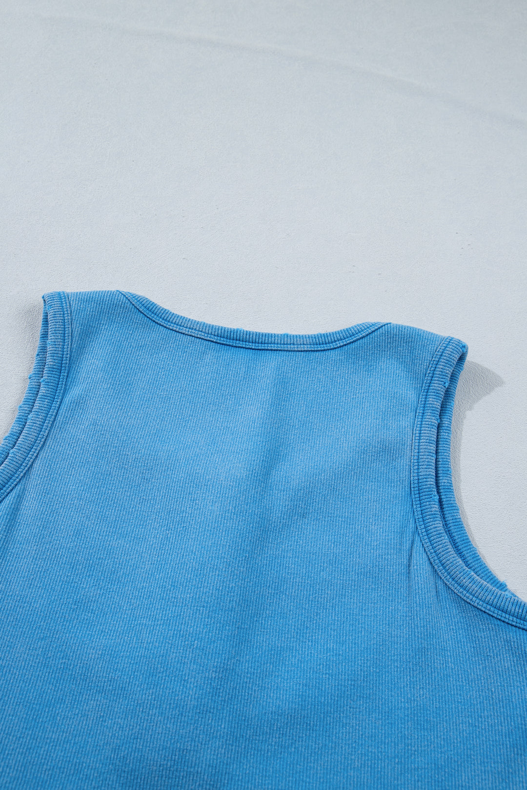 Blue Vintage Distressed Ribbed Mineral Wash Tank Top