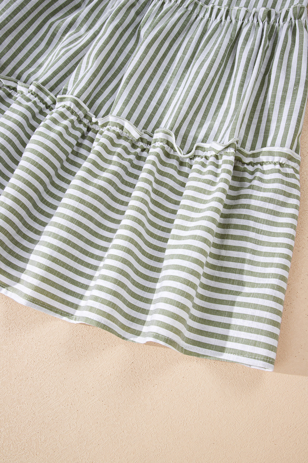 Tasseled Tie Neck Ruffled Short Sleeve Tiered Flattering Dress