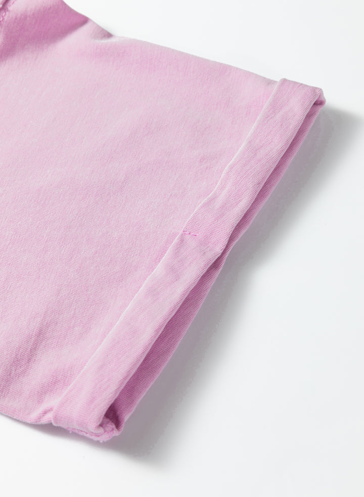 Mineral Wash Drop Shoulder Raw Edge Loose Tee