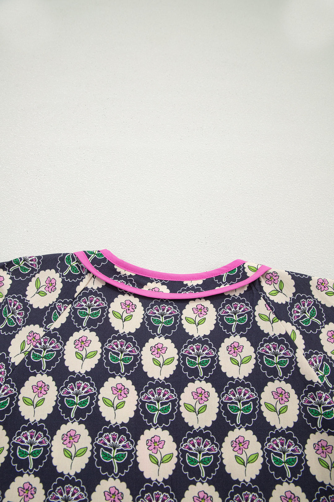 Casual Striped Trim Short Sleeve Vintage Floral Shift Dress