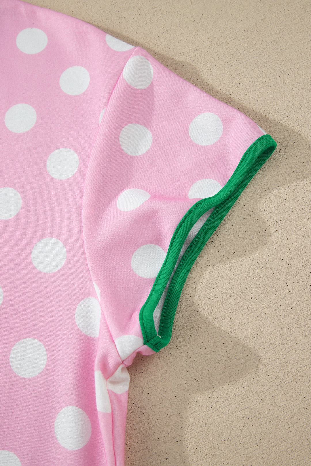 Pink Polka Dot Contrast Edge Casual Short Set