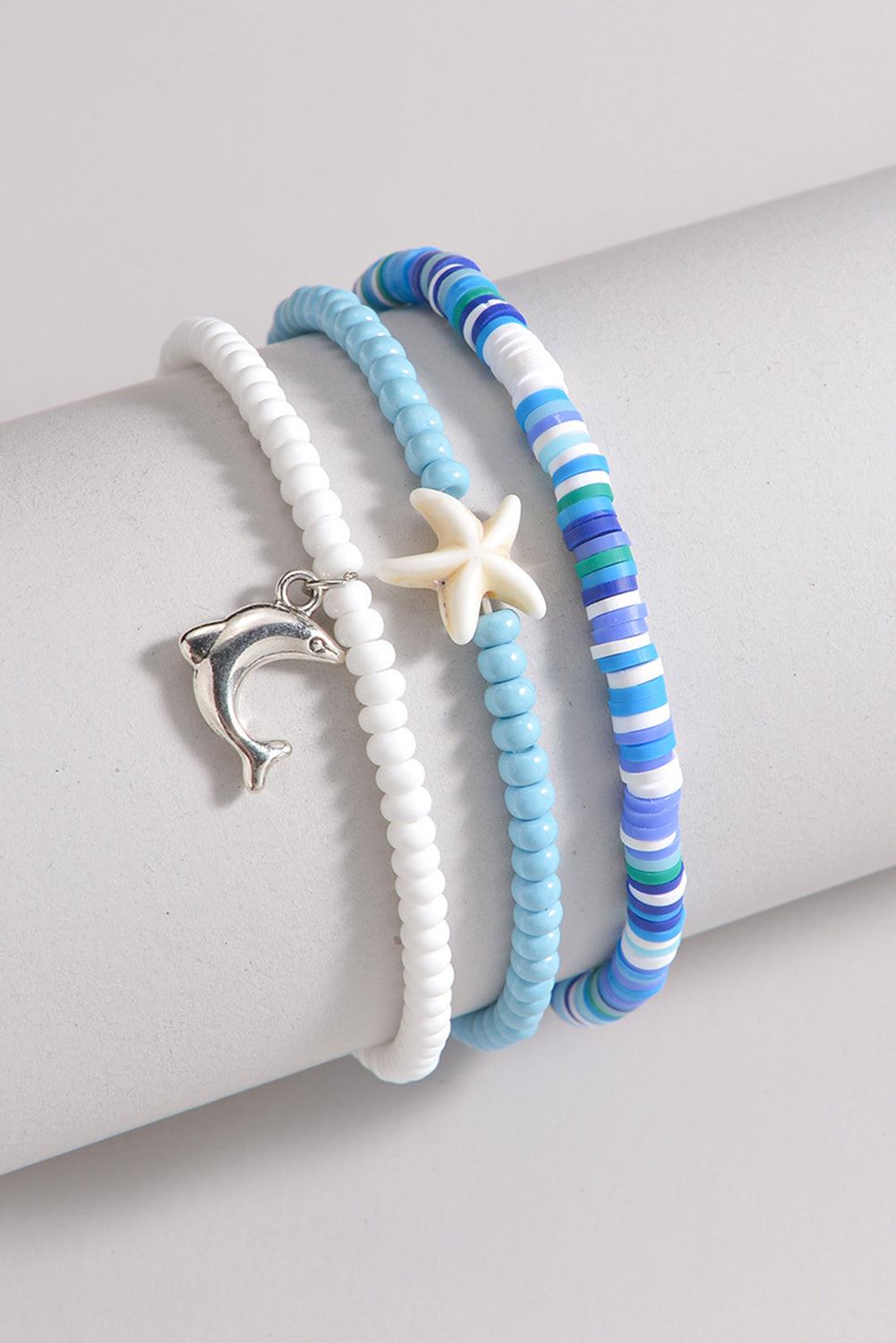 Dolphin Starfish Decor Beaded Three Layer Anklet