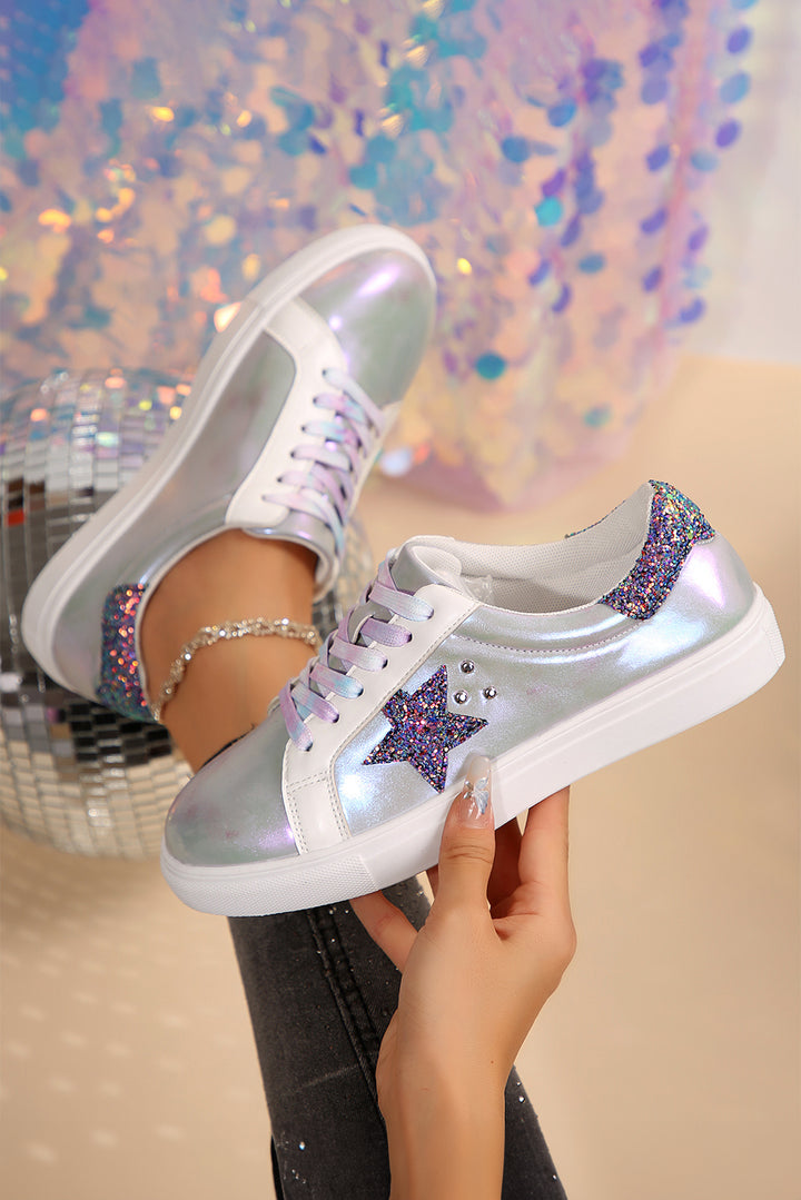 Star Pailletten Patchwork Criss Cross Freizeitschuhe