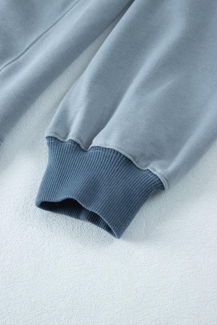 Colorblock Henley High Low Oversize Sweatshirt