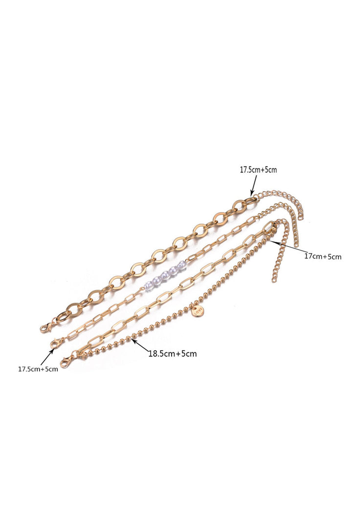 Pearl Plated Alloy Adjustable Chain Bracelet