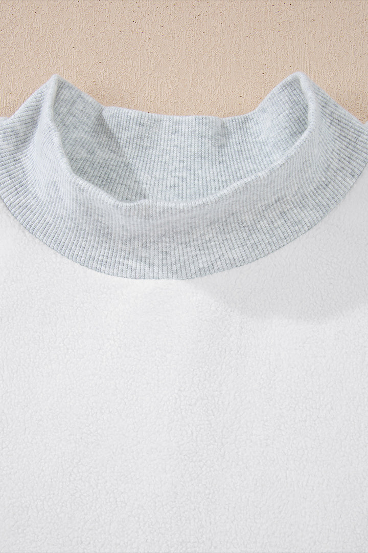 Light Grey Oversize Drop Shoulder Reversible Mock Neck Sweatshirt