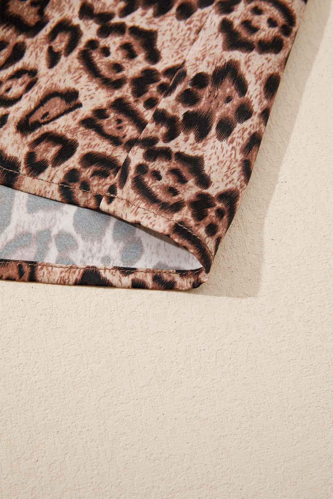 Leopard Bow Tie Puff Sleeve Blouse