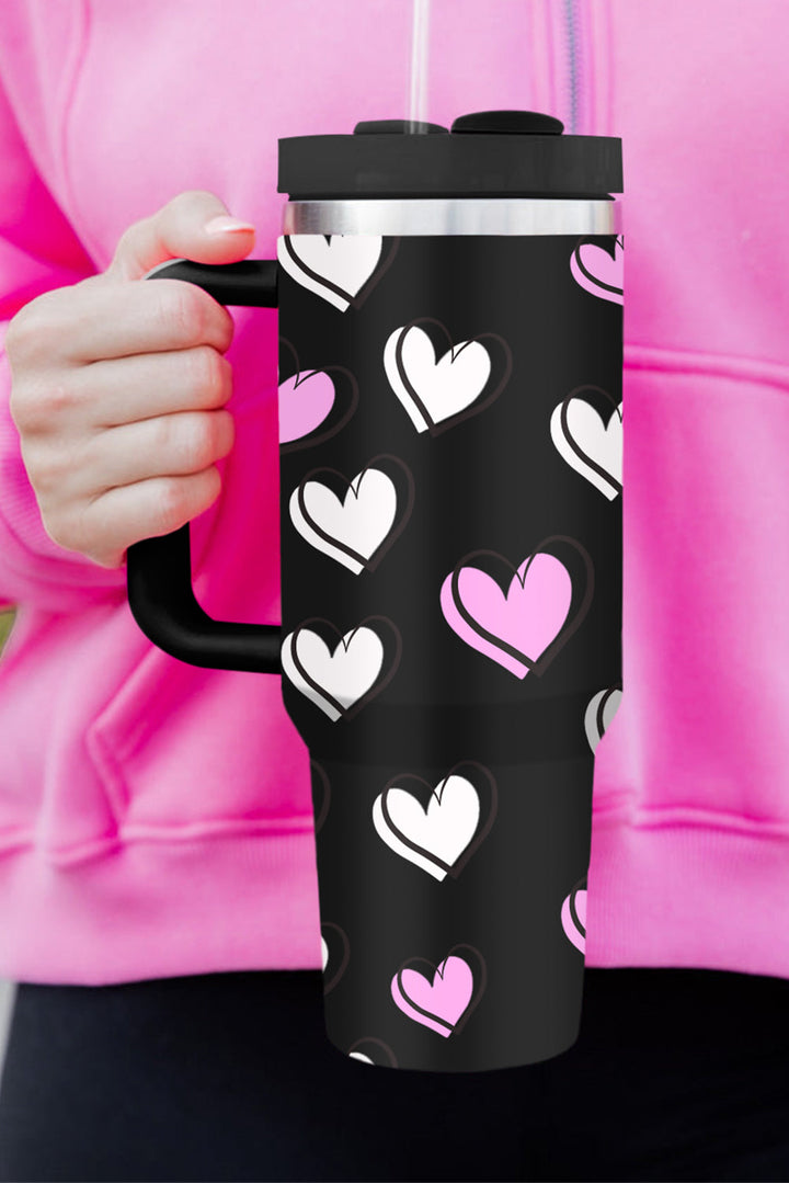 Tasse isotherme avec poignée et imprimé cœur de la Saint-Valentin (40 oz)