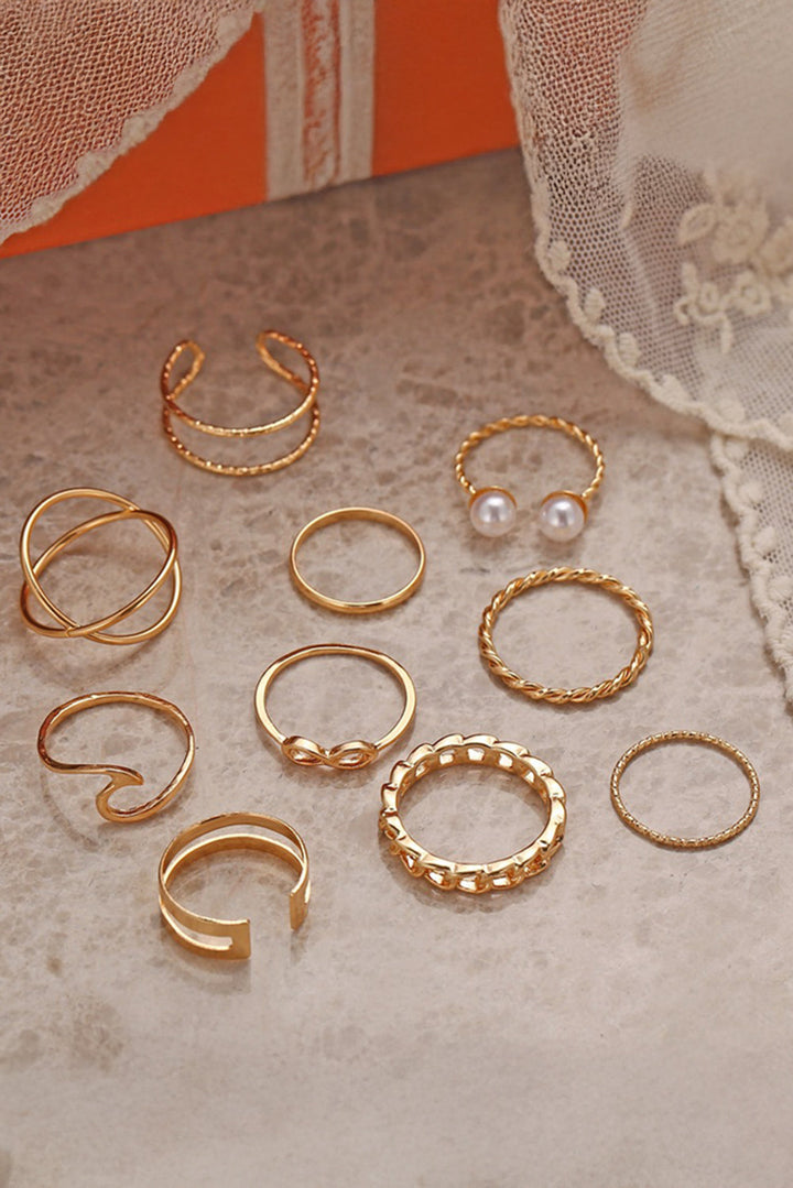 10pcs/set Vintage Plated Alloy Ring Set