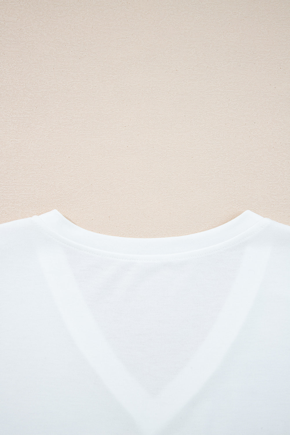 White Solid Color V Neck Long Sleeve Stretchy Top