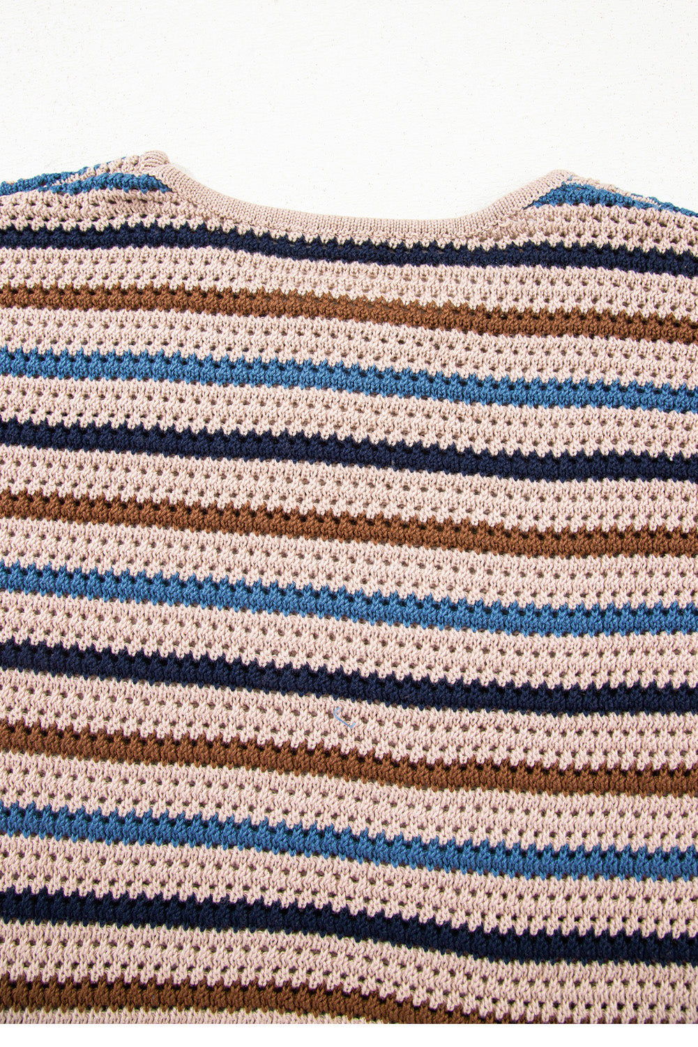 Multicolour Striped Knitted Drop Shoulder Round Neck Sweater