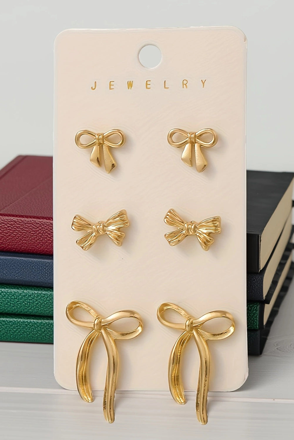 Plated Stainless Alloy Bow Earring Set