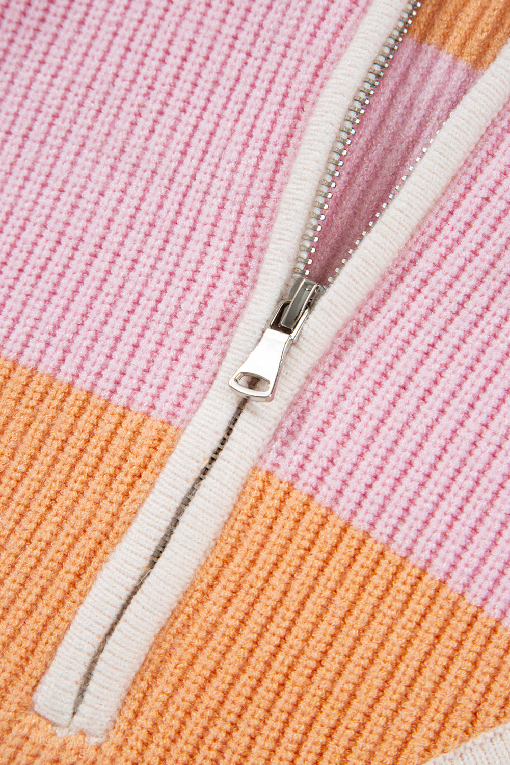 Colorblock Half Zip Oversize Sweater
