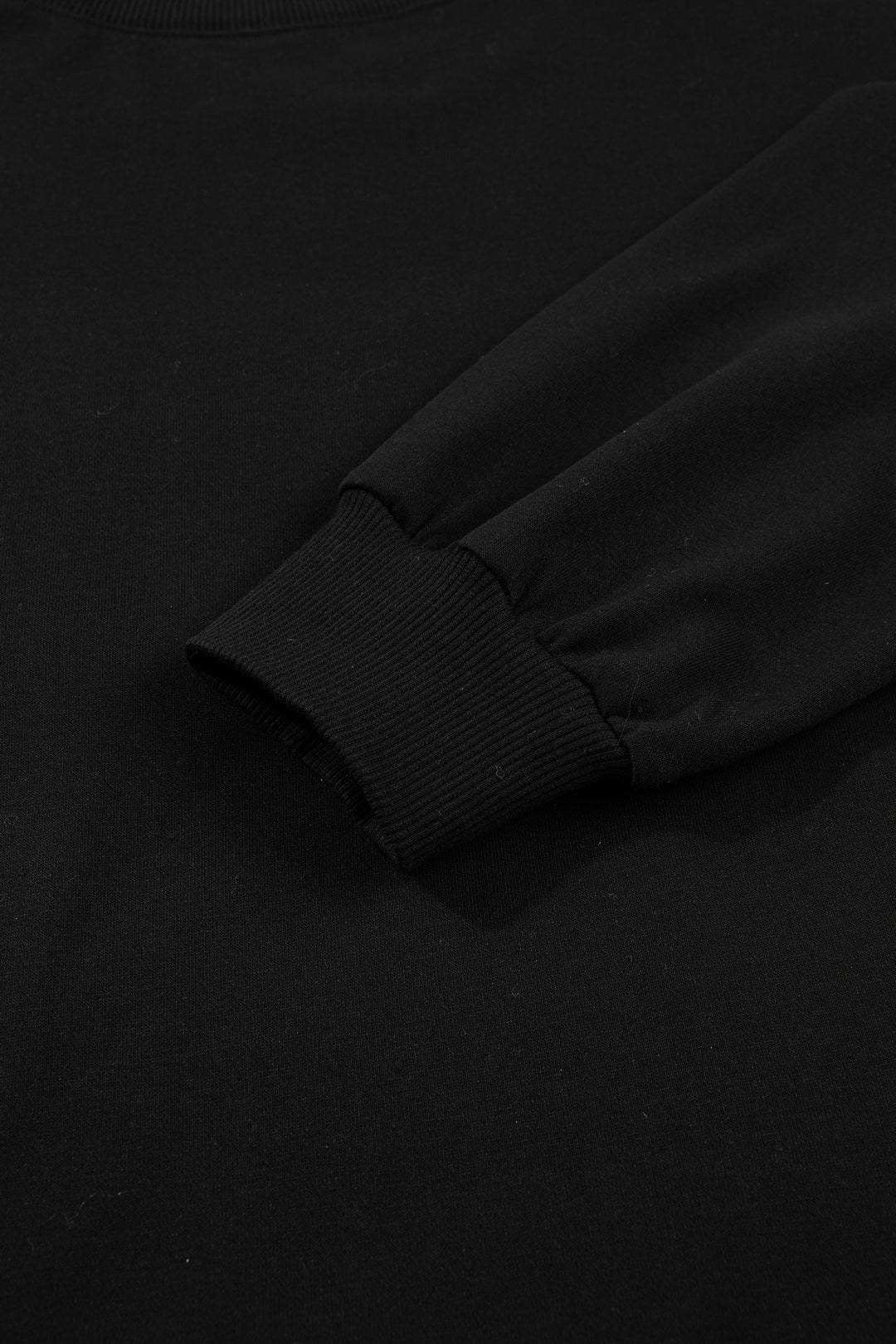 Color black Embroidered Spooky Season Graphic Long Sleeve Round Neck Pullover Sweatshirt