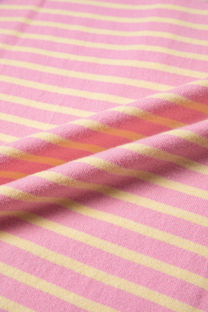 Pink Stripe Striped Colorblock Long Sleeve V Neck Shift Plus Size Sweater