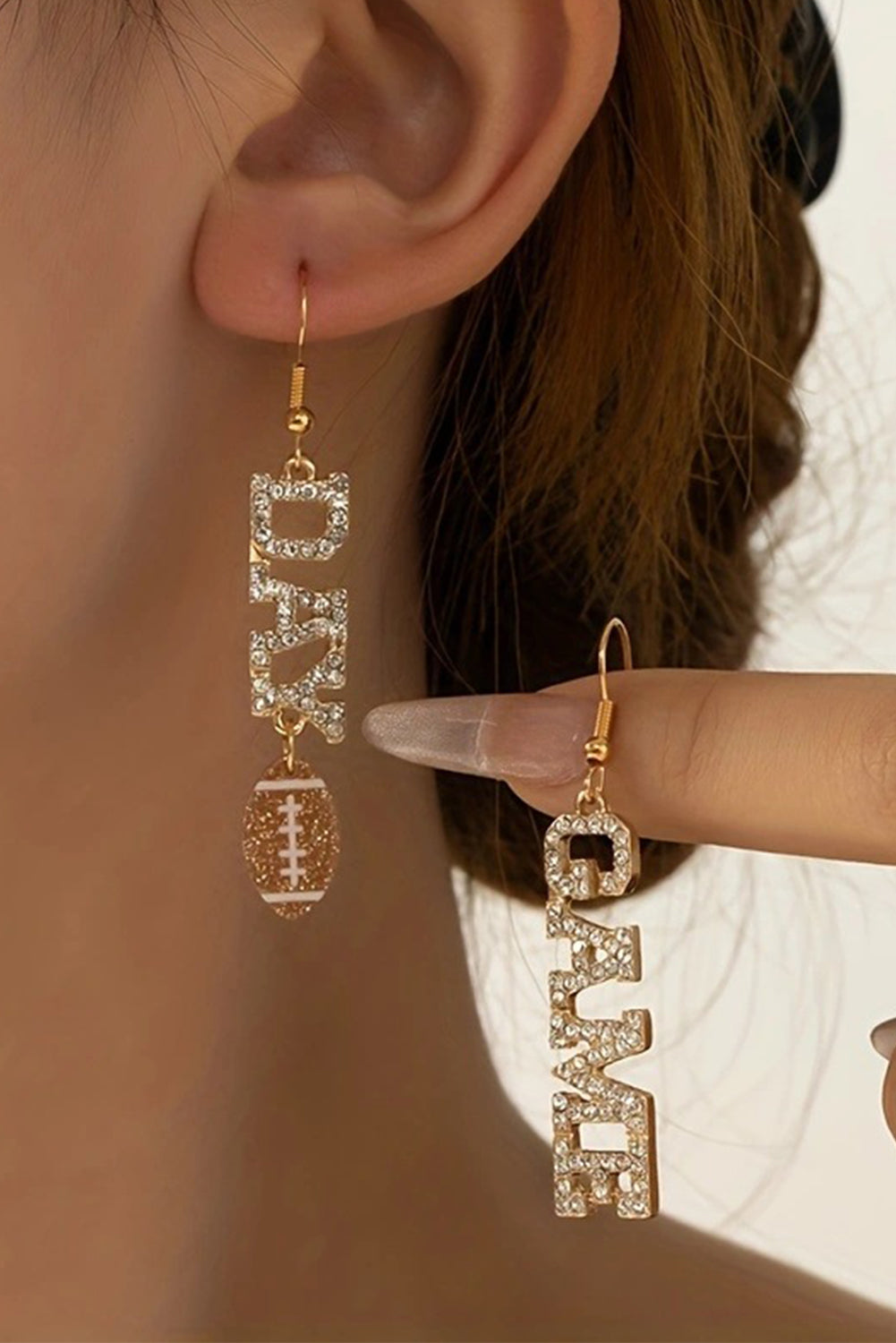 GAME DAY Rugby Football Rhinestone Earrings