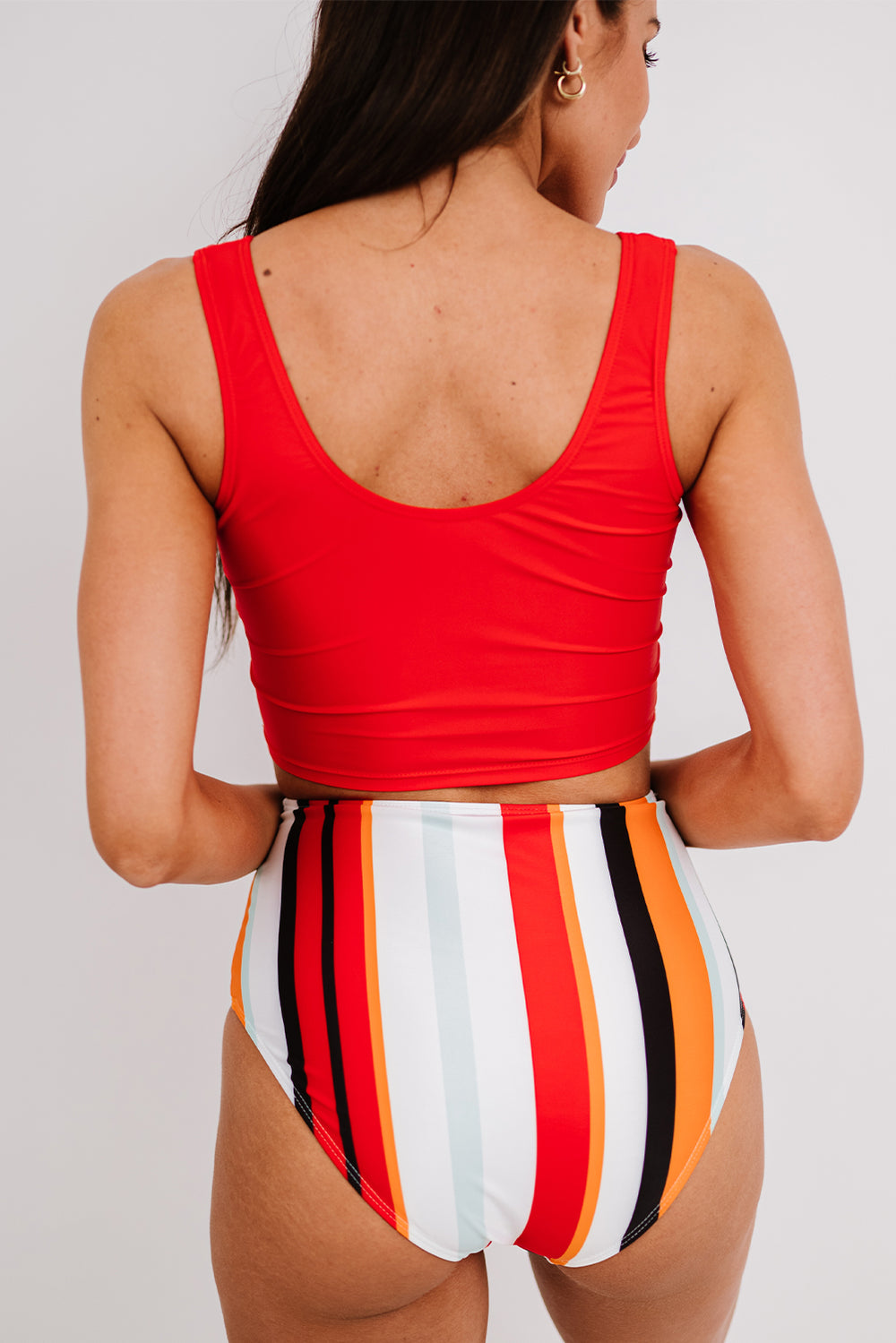 Square Neck Sleeveless Fashion Print Tankini Set