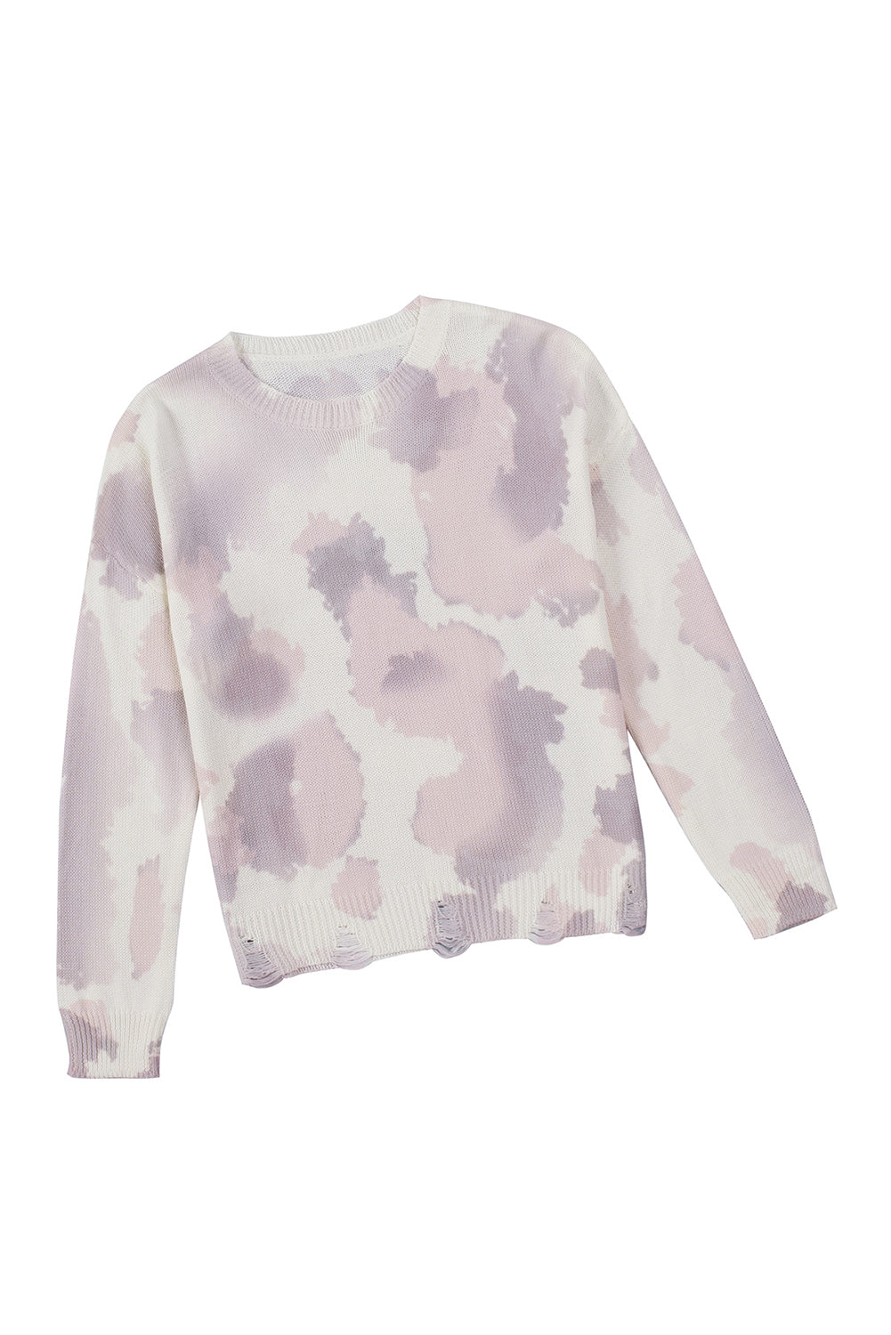 Beige Stain Washed Tie Dye Sweater