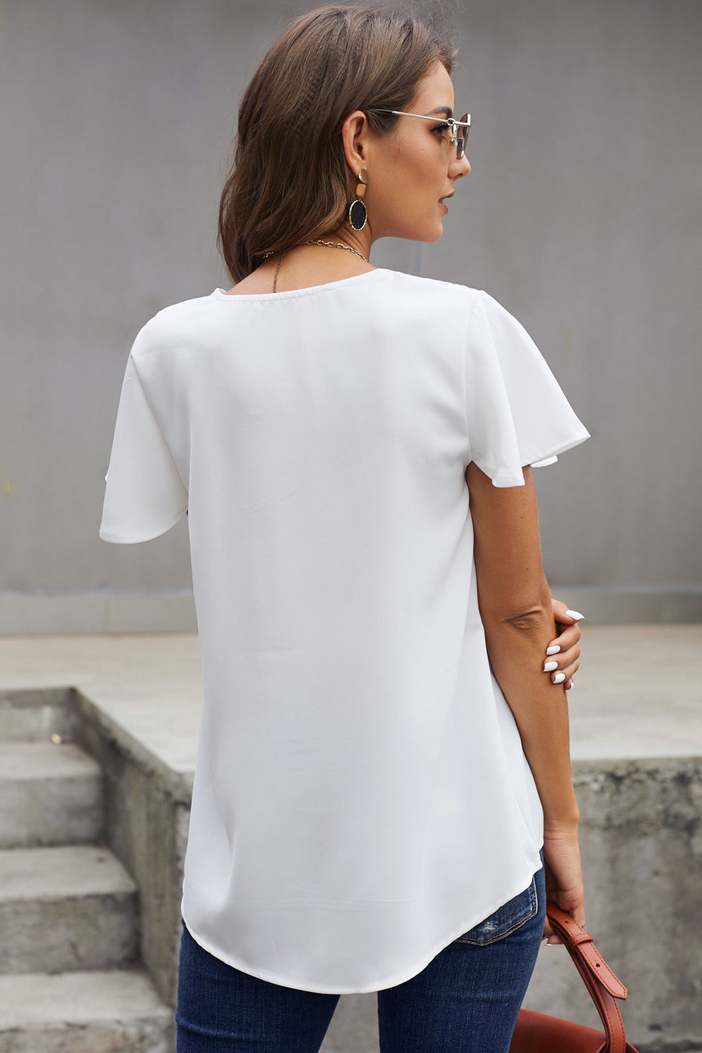 White V Neck Short Sleeve T-Shirt