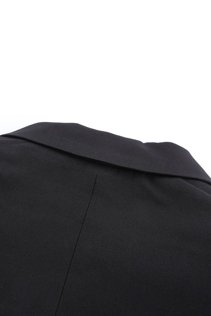 Women's Elegant Black 3/4 Sleeve Double Breasted Blazer