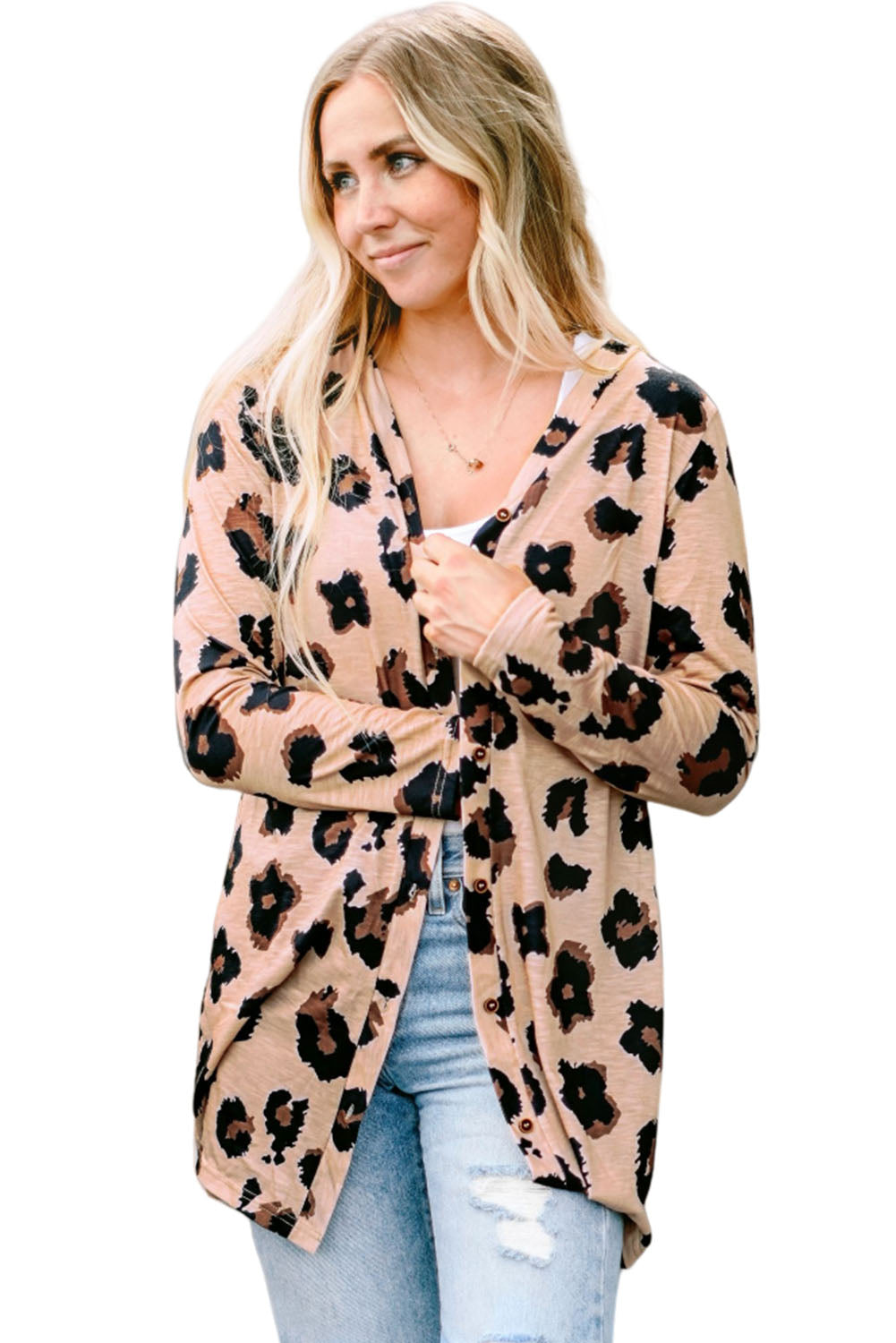 Leopard Printed Open Front Cardigan