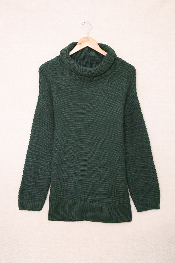 Dark Green Cozy Long Sleeves Turtleneck Sweater