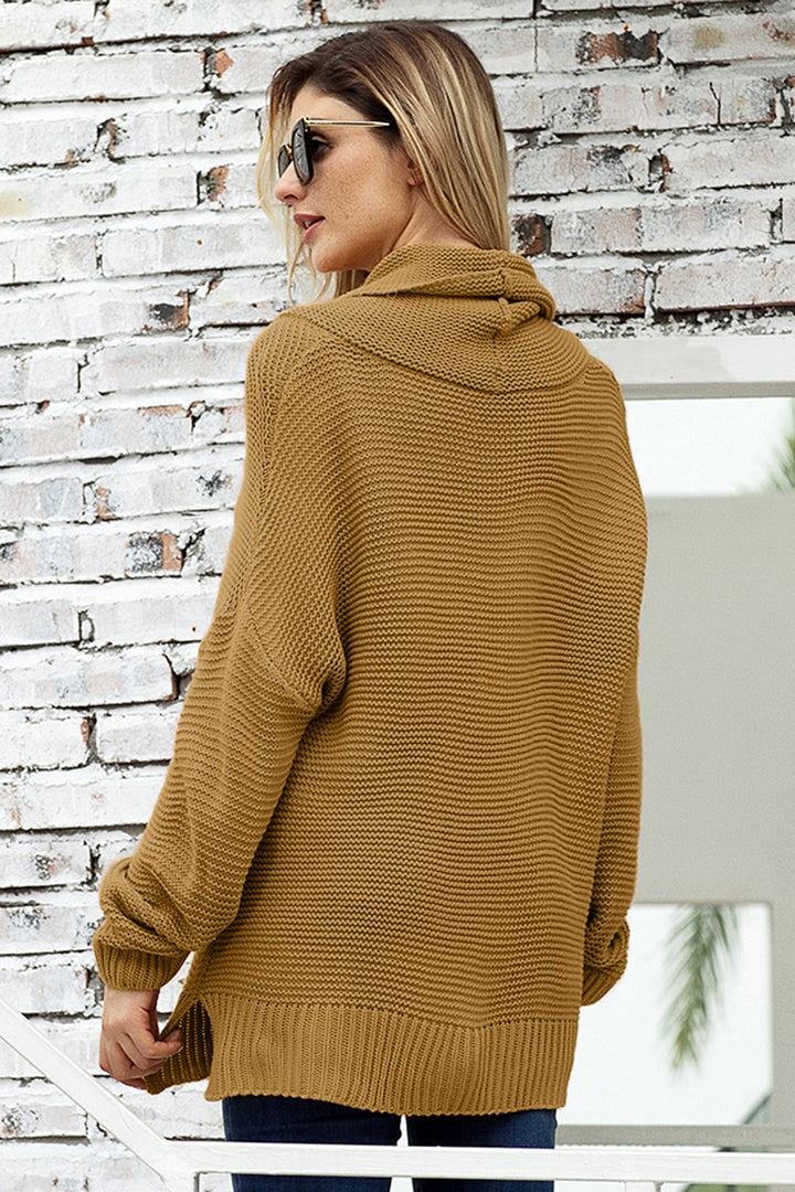 Fashion Khaki Cozy Long Sleeves Turtleneck Sweater