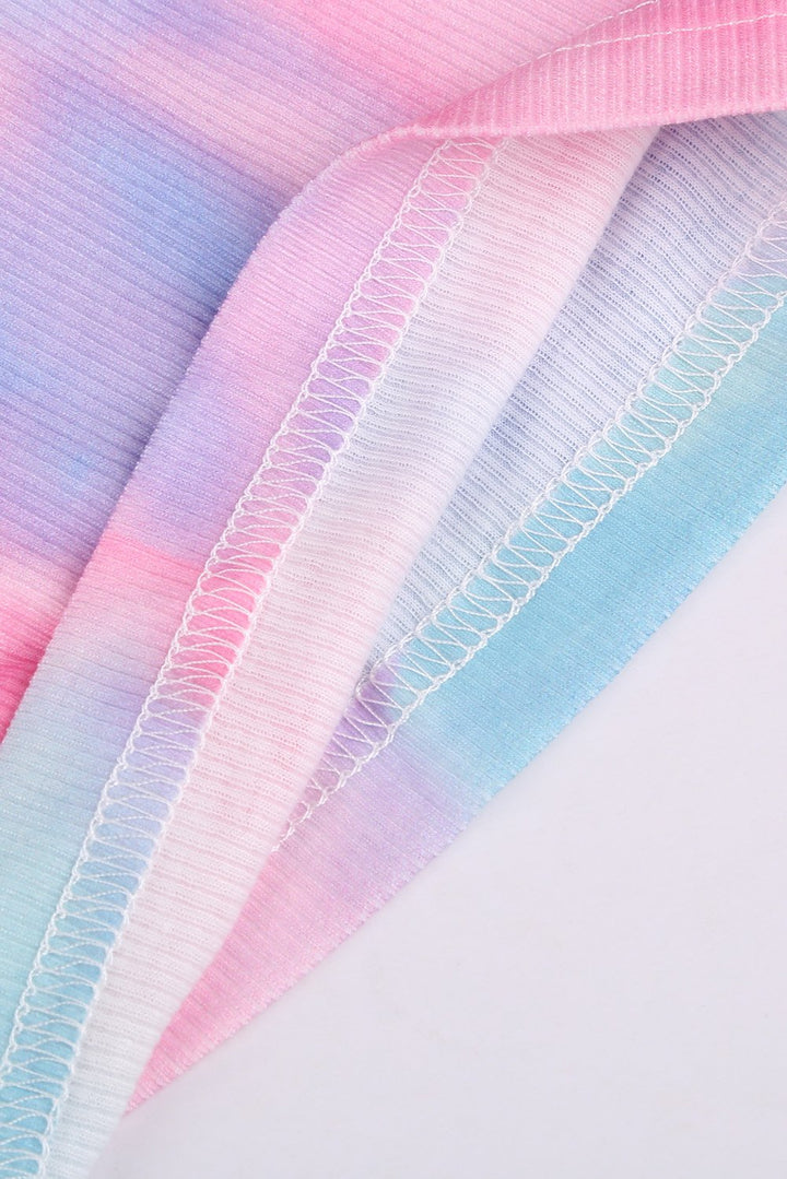 Blue Pink Tie Dye Twist Detail Casual Tank Top