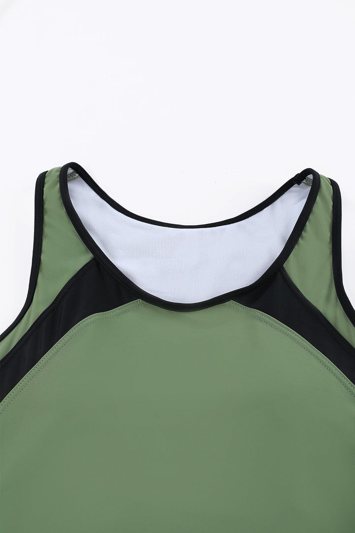 Palm Leaves Print Sleeveless Tankini Swimsuit