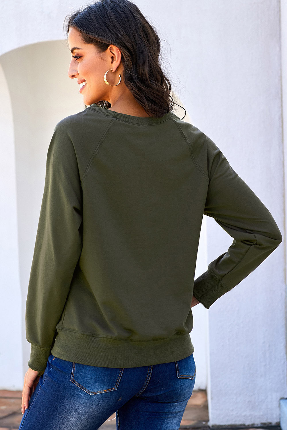 Green French Terry Cotton Blend Sweatshirt