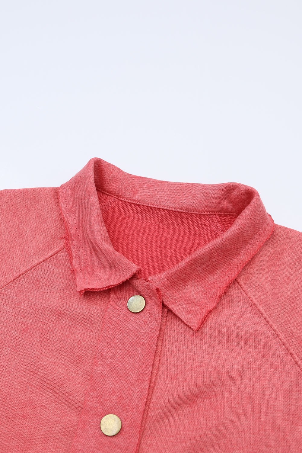 Red Vintage Washed Flap Pocket Button Shacket