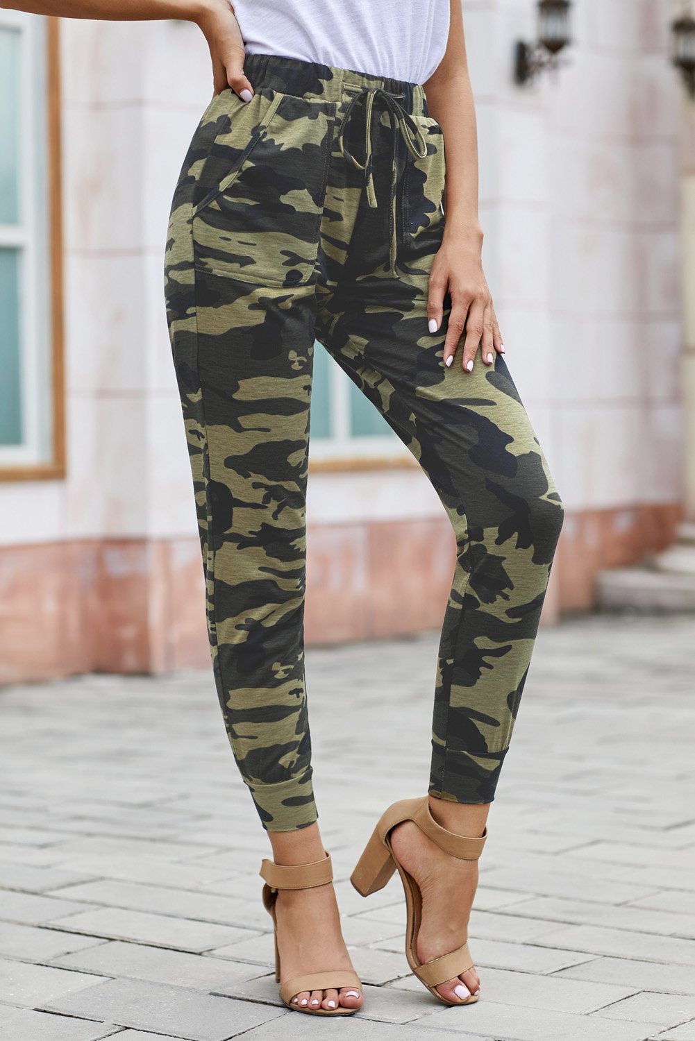 Women's Fashion Green Camouflage Casual Sports Pants