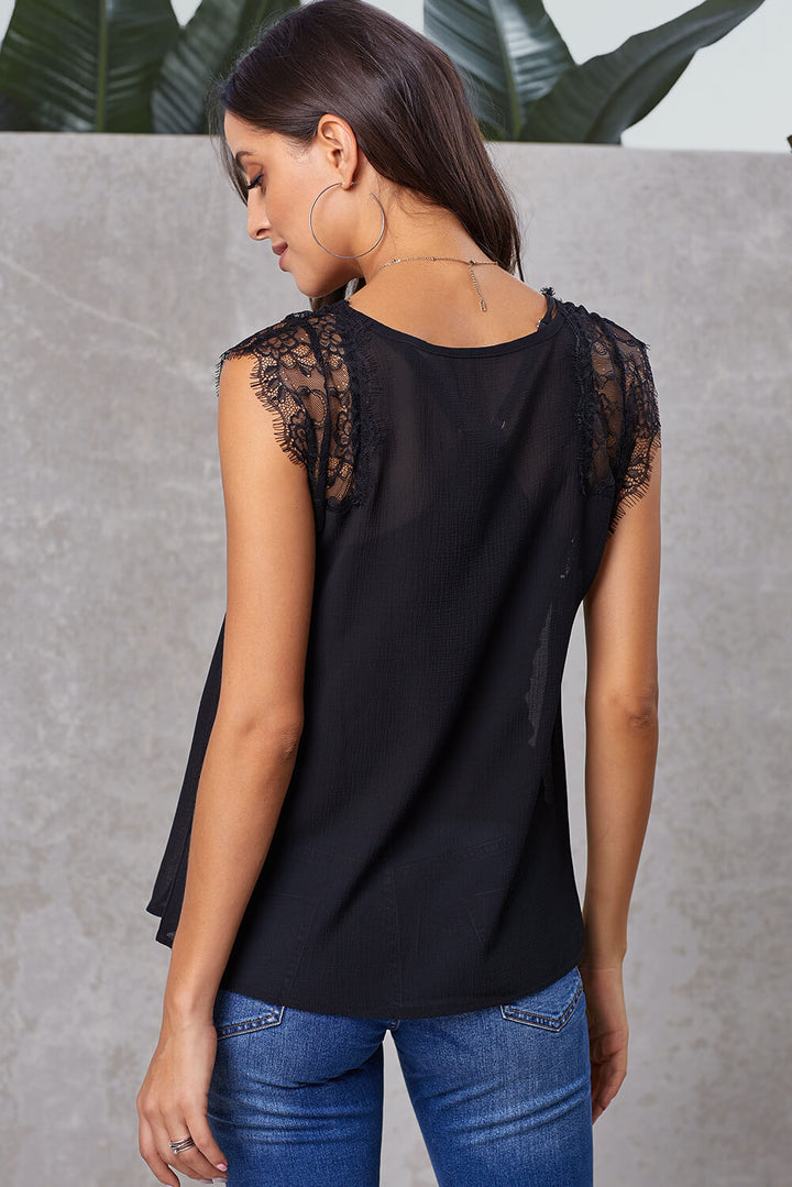 Black From A Dream Sleeveless Lace Top