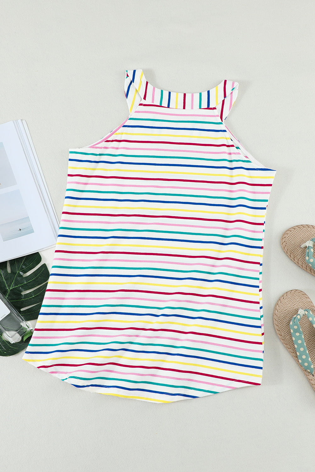 Cute Colorful Striped Halter Summer Tank Top