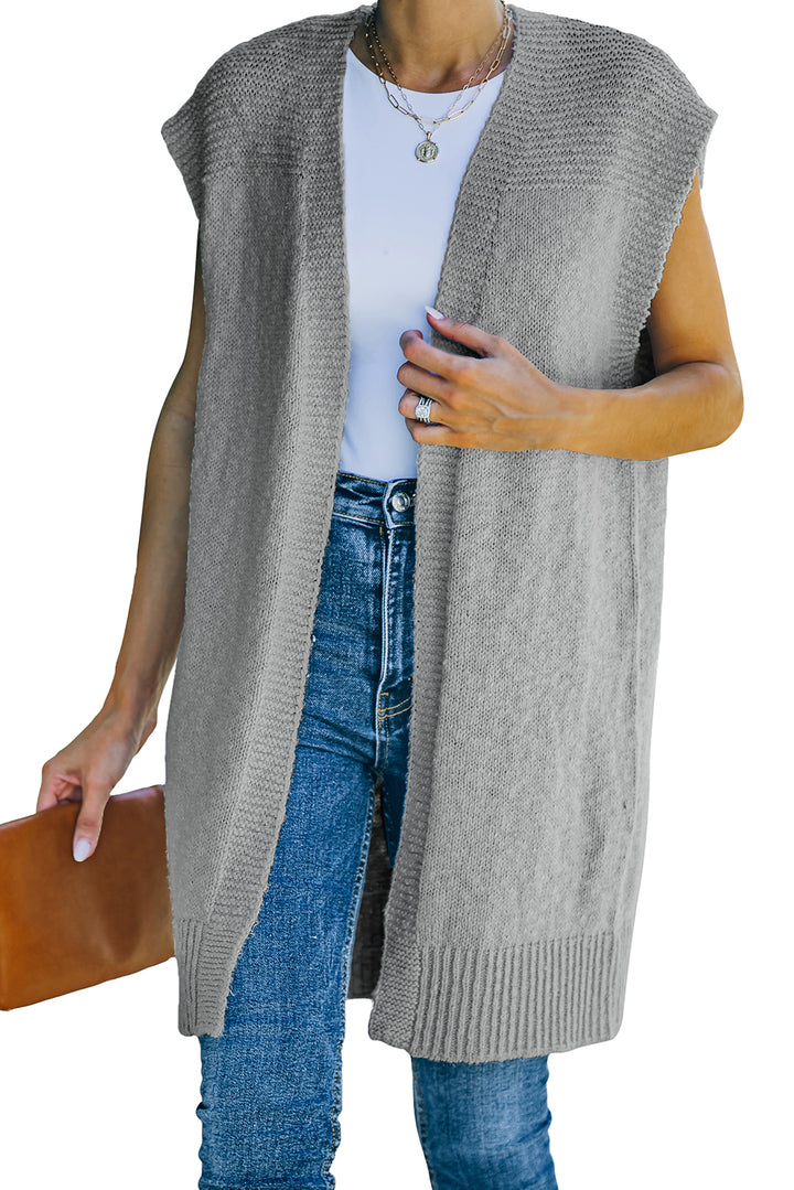 Gray Basic Vest Cardigan Sweater