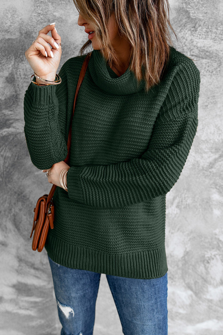 Dark Green Cozy Long Sleeves Turtleneck Sweater