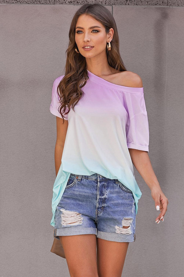 Purple Short Sleeve Fade Perfect Ombre Tee