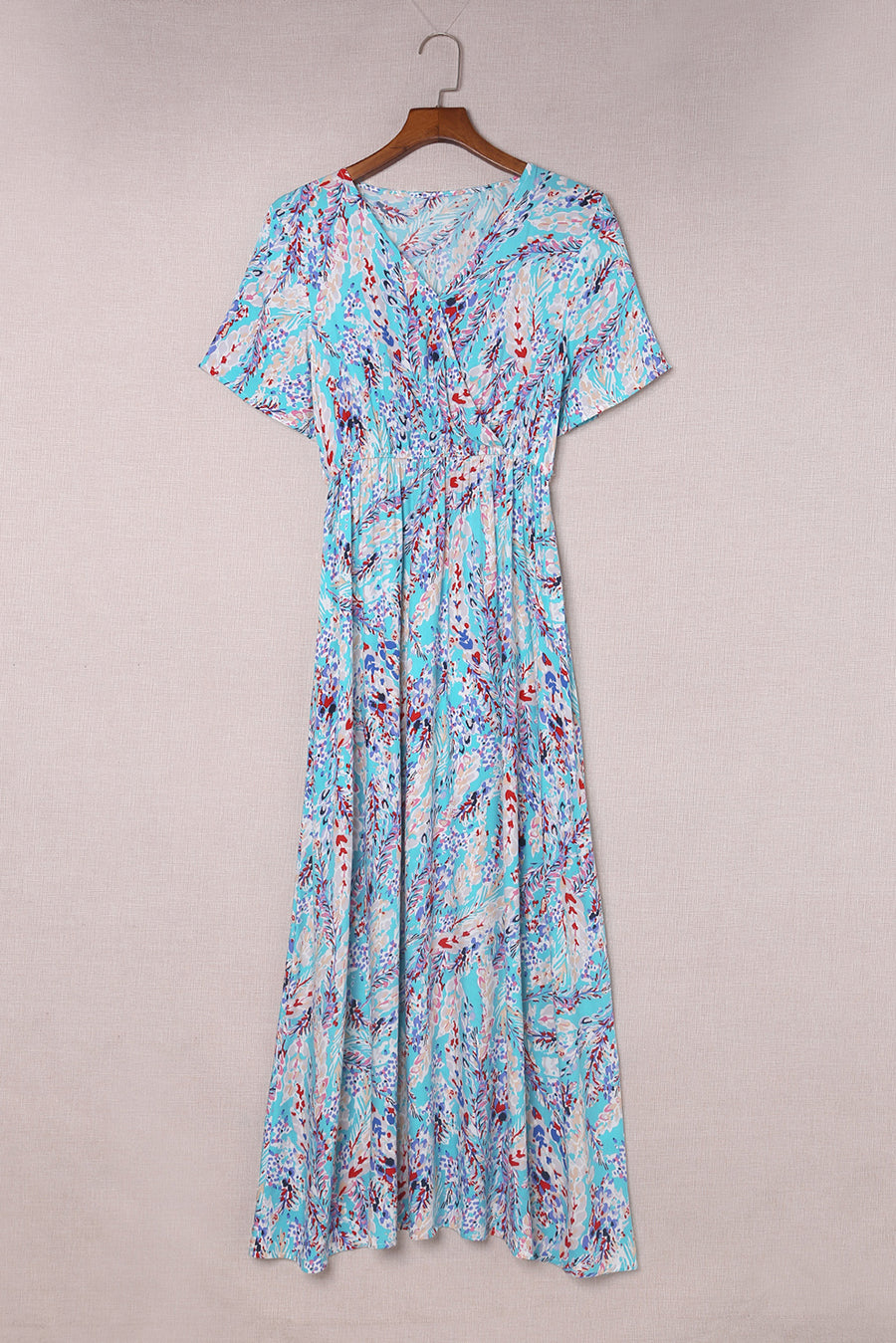 Wrap V Neck Floral Maxi Dress – ModeShe.com