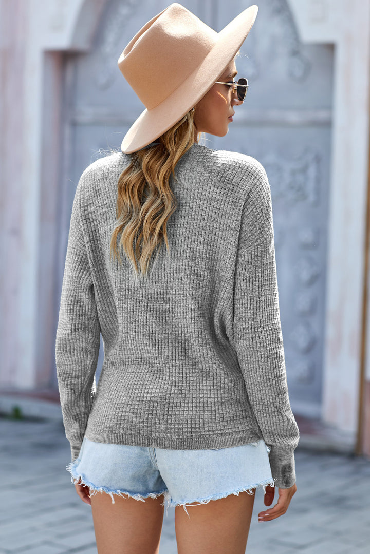 Deep V-neck Long Sleeve Knit Sweater