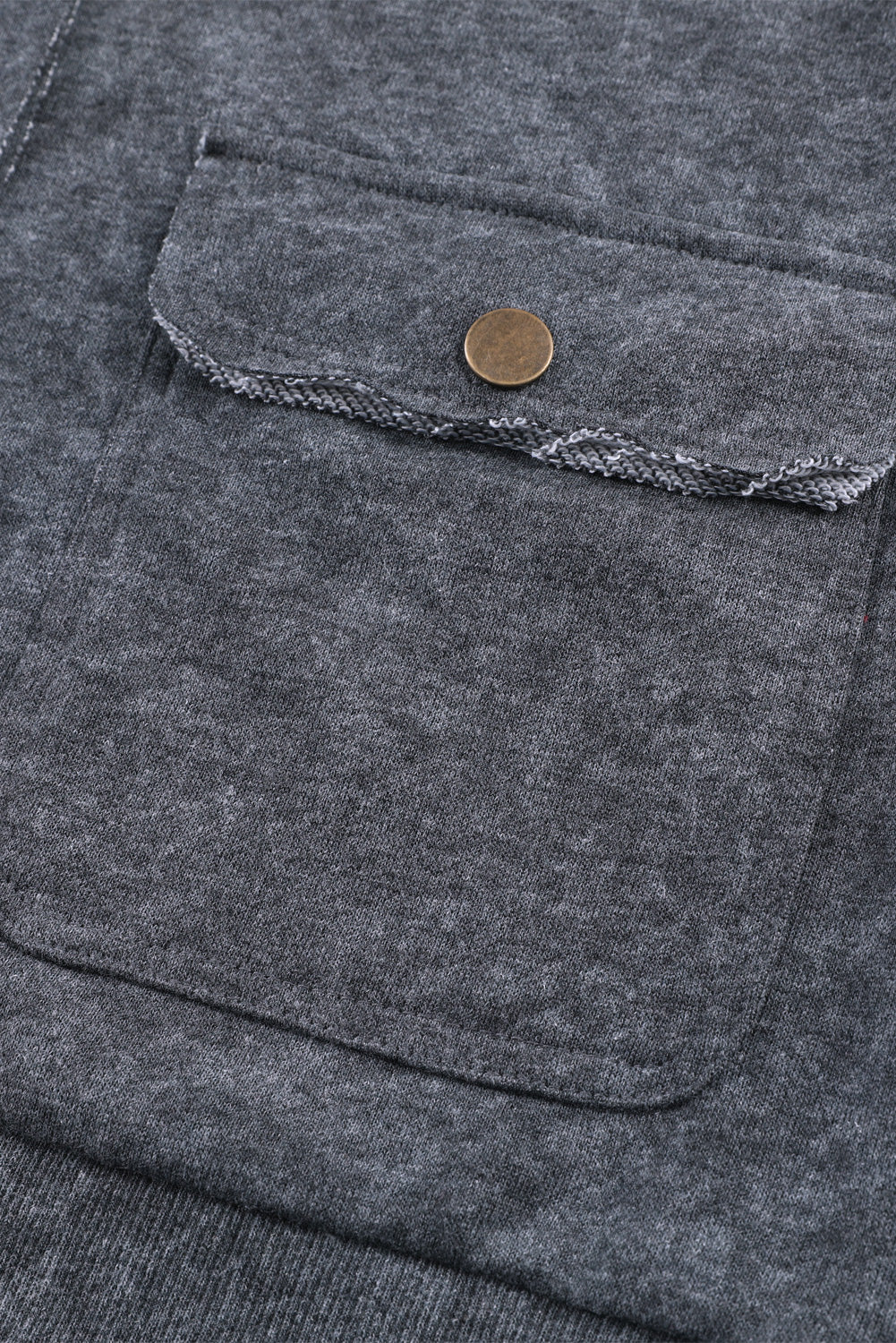 Gray Vintage Washed Flap Pocket Button Shacket