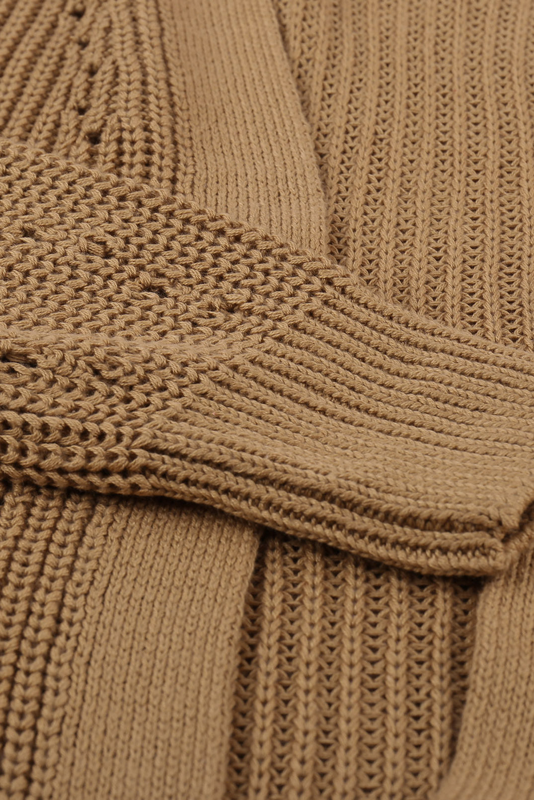 Apricot Drop Sleeve Slits Cable Knit Cardigan