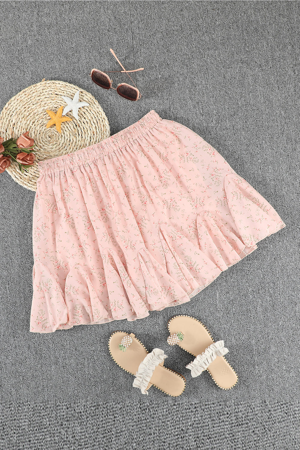 Summer Apricot Ruffled Floral Mini Skirt, Shop for cheap Summer Apricot Ruffled Floral Mini Skirt online? Buy at Modeshe.com on sale!