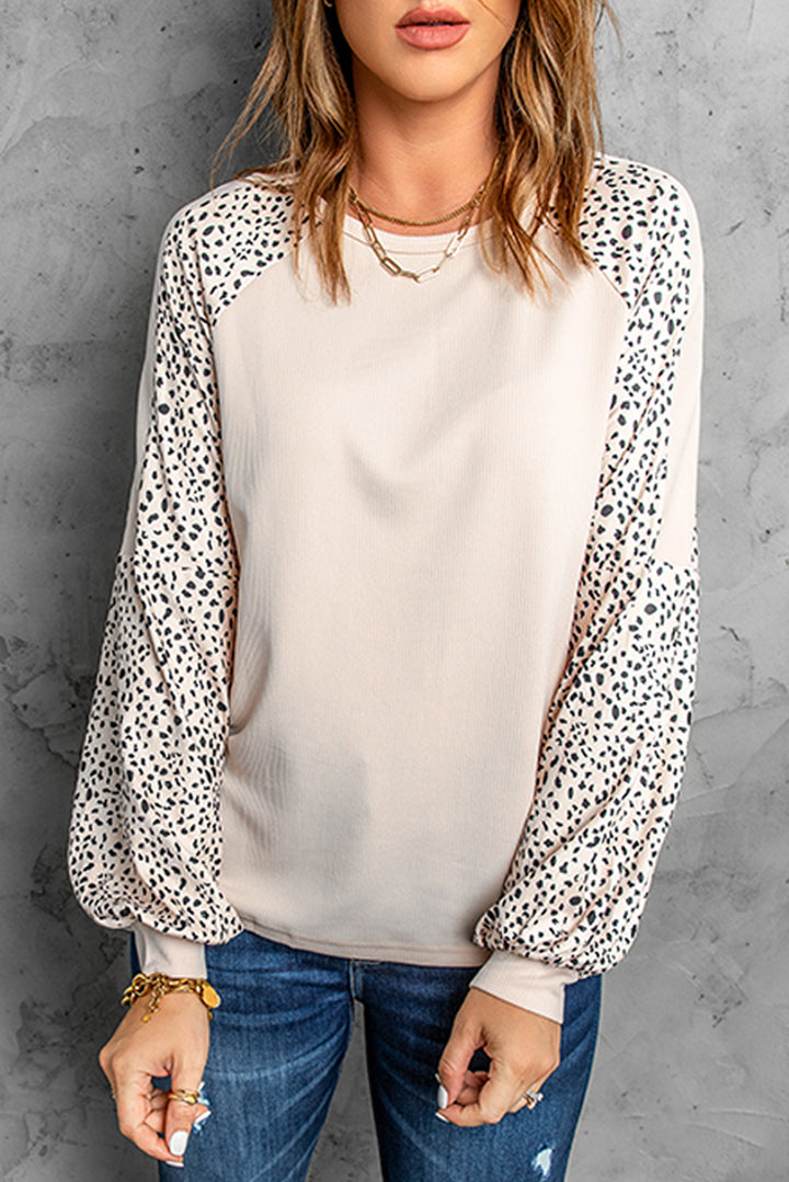 Leopard Print Long Sleeve Pullover Top
