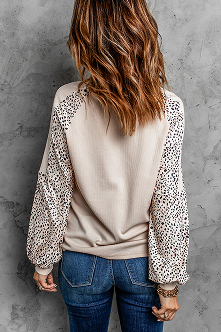 Leopard Print Long Sleeve Pullover Top
