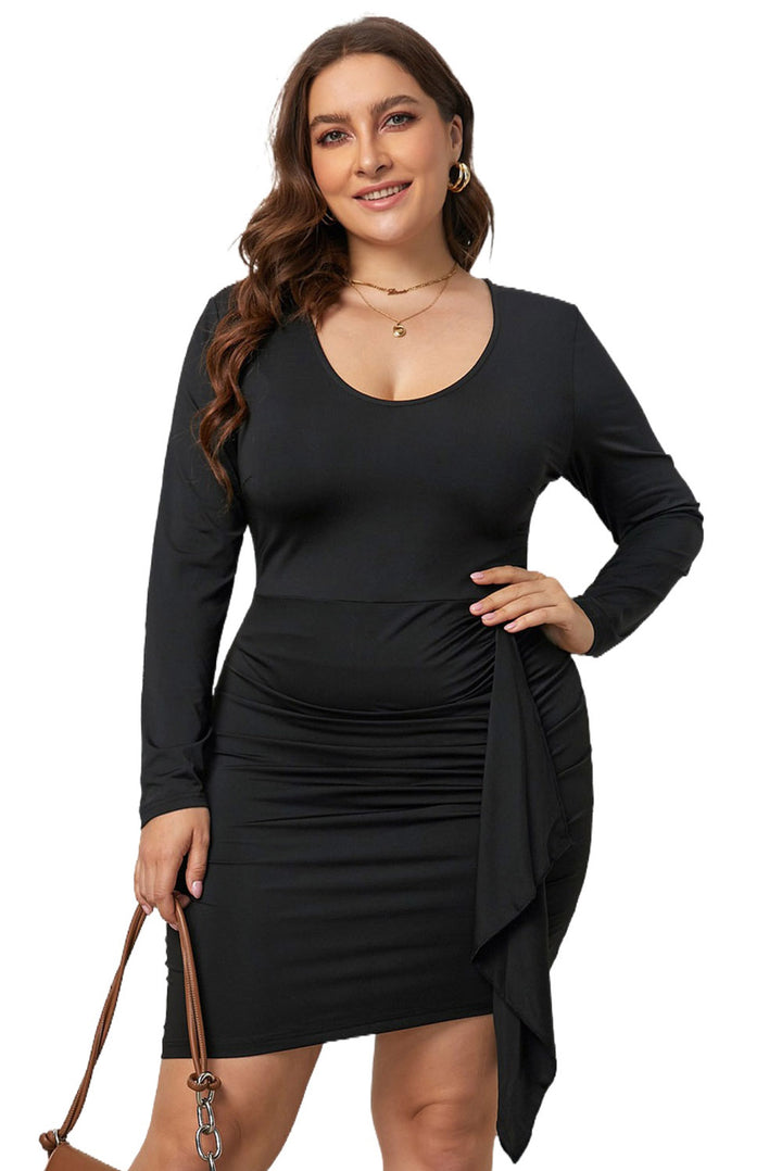Black Bodycon Long Sleeve Plus Size Dress