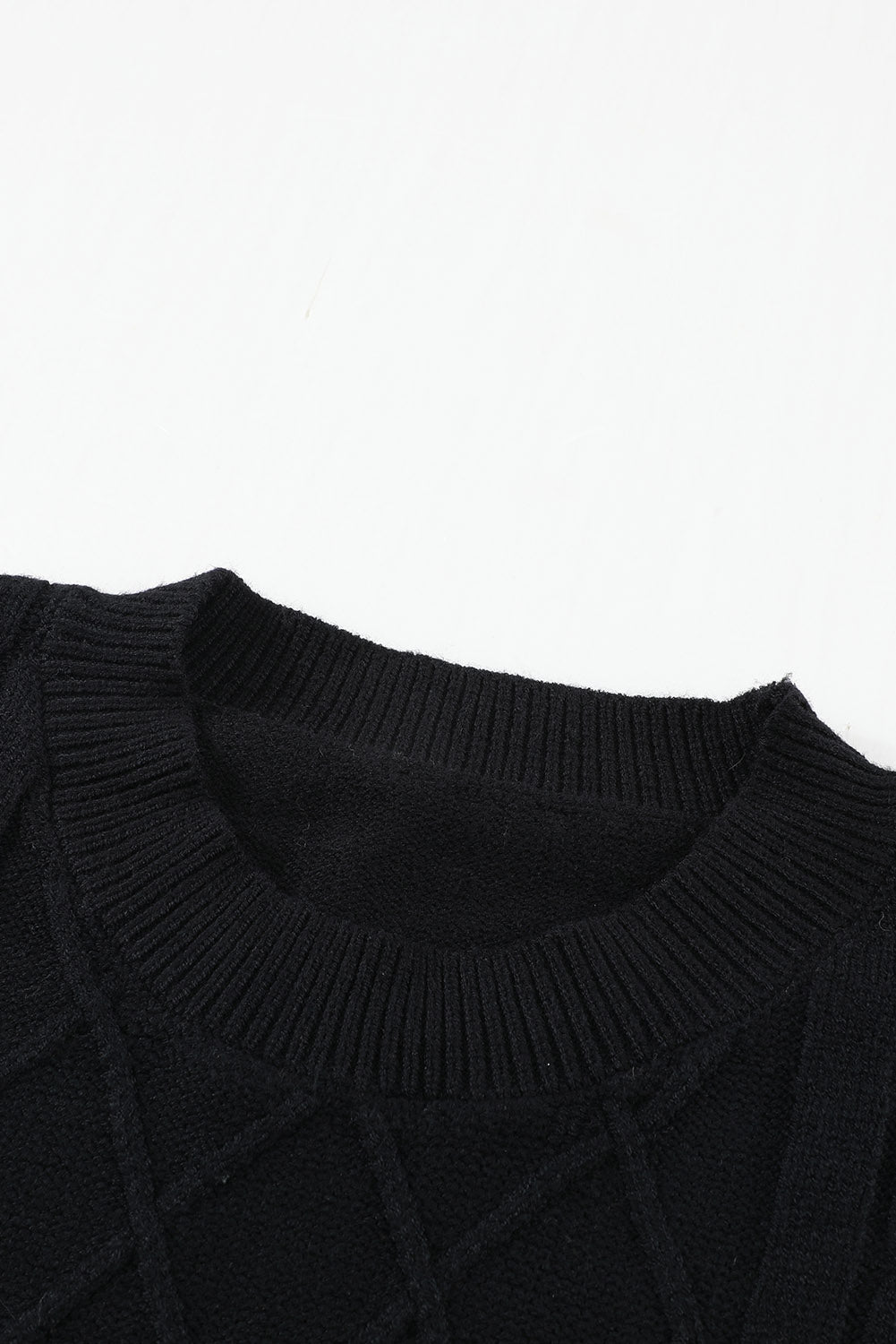 Black Geometric Texture Long Sleeve Bodycon Sweater Dress
