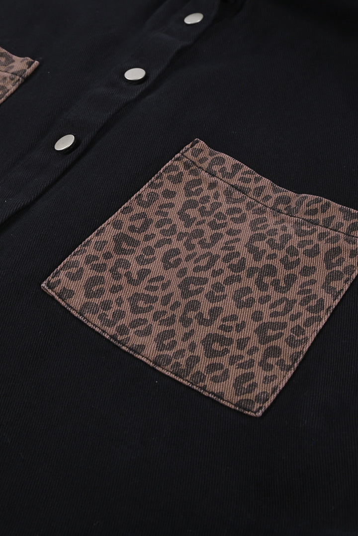 Black Leopard Jeans Shirt Coat