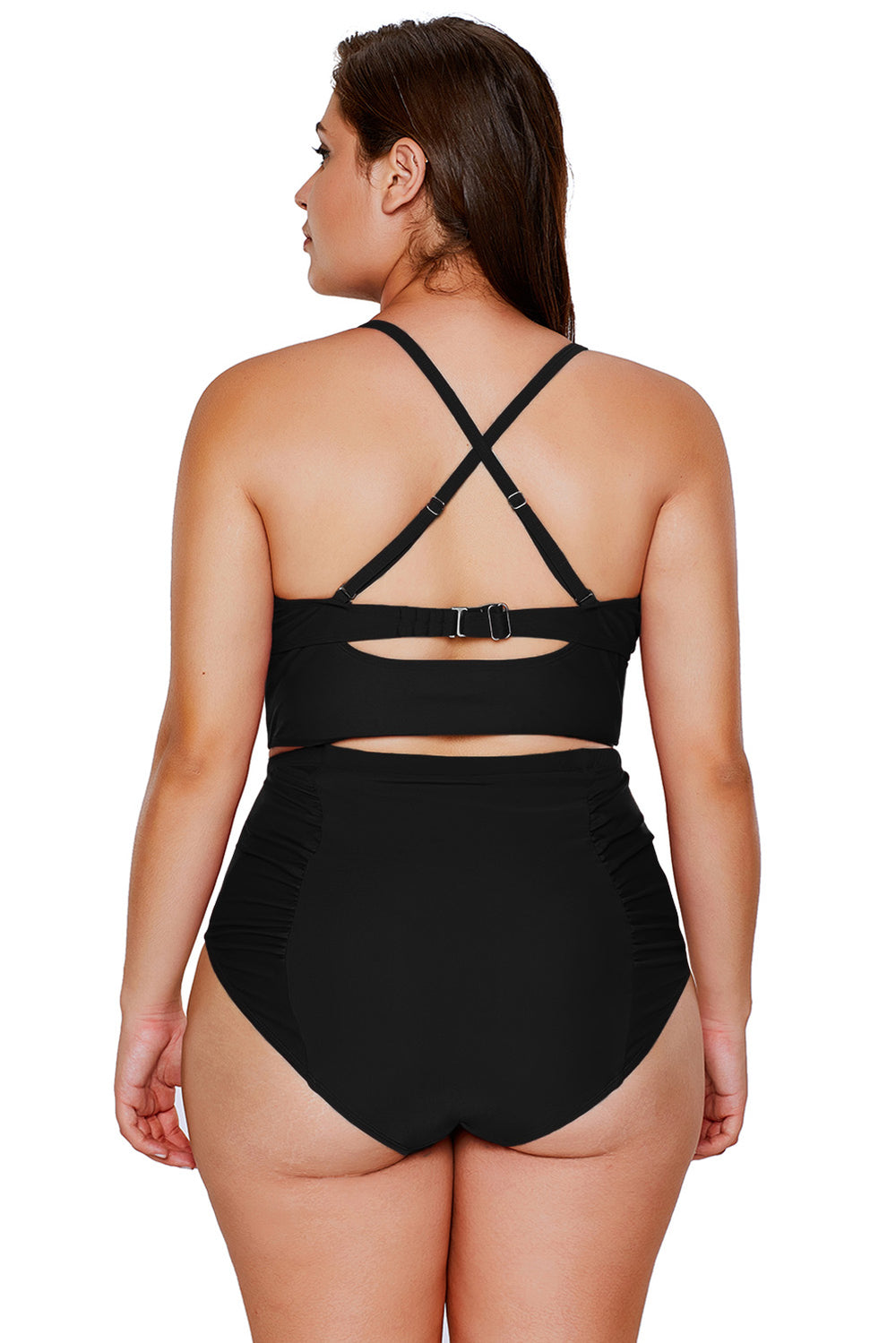 Black Strappy Neck Detail With Padded High Waist Swimsuit
