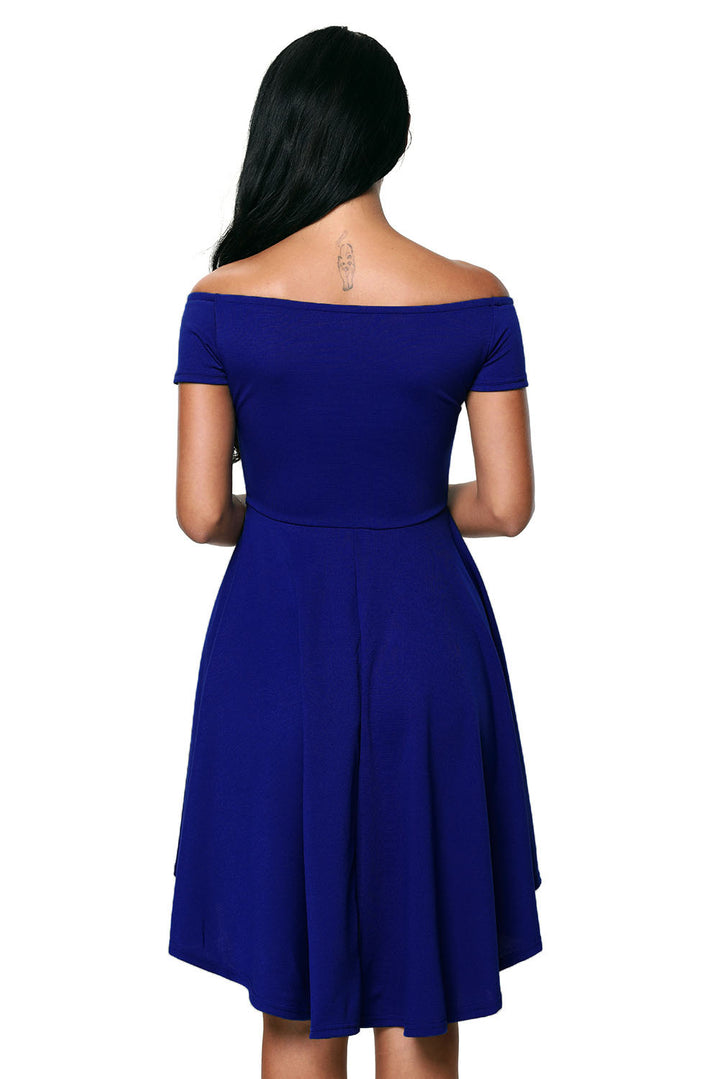 ModeShe Blue All The Rage Skater High Low Cocktail Dress